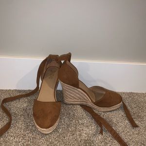 Brown suede wedges